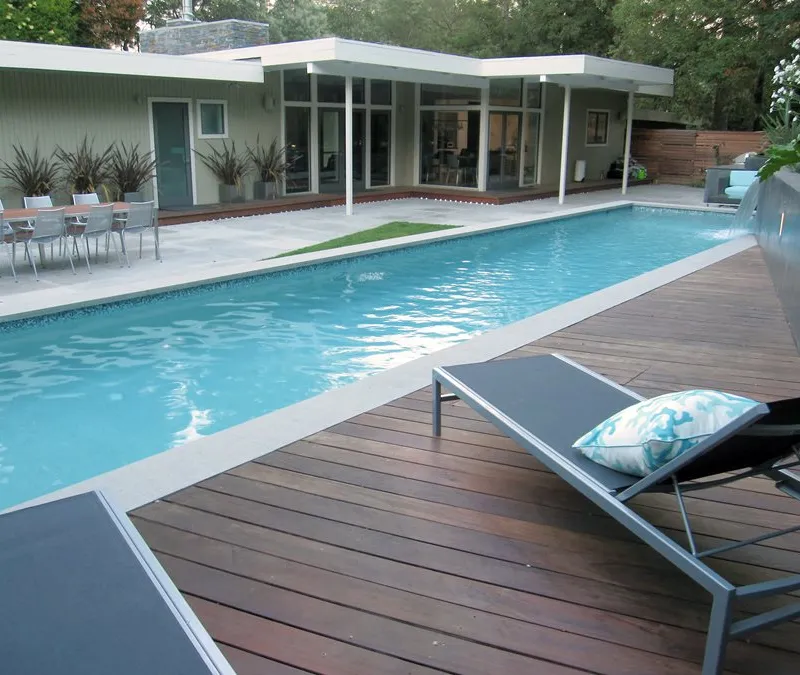 Pool Deck Types Various types of pool decking materials and designs